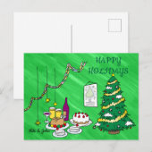 Custom Fun Modern Green Christmas Holiday Postcard Feestdagenkaart (Voorkant / Achterkant)