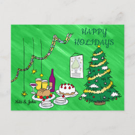 Custom Fun Modern Green Christmas Holiday Postcard Feestdagenkaart