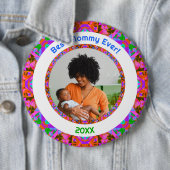 Custom Fun Moederdag Beste mama ooit roze foto Ronde Button 6,0 Cm (In situ)