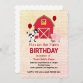 Custom Fun on the Farm Child Birthday Gingham Kaart (Voorkant / Achterkant)