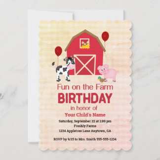 Custom Fun on the Farm Child Birthday Gingham Kaart