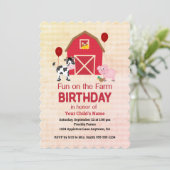 Custom Fun on the Farm Child Birthday Gingham Kaart (Staand voorkant)