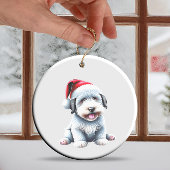 Custom Fun Oud Engels Sheepdog Christmas Dog Keramisch Ornament