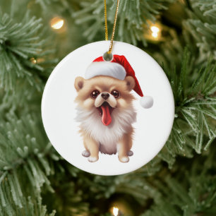 Custom Fun Pomeranian Christmas Dog Keramisch Ornament