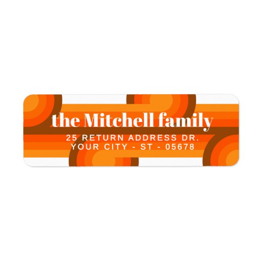 Custom Fun Retro Abstract Waves Art Pattern Etiket (Voorkant)
