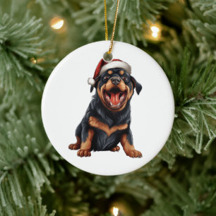 Custom Fun Rottweiler Christmas Hondenras Keramisch Ornament