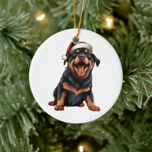 Custom Fun Rottweiler Christmas Hondenras Keramisch Ornament (Boom)