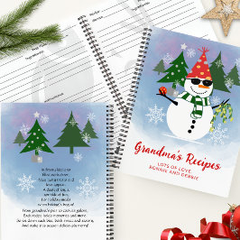Custom Fun Snowman Modern Christmas Family Recept Notitieboek