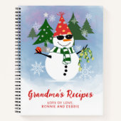 Custom Fun Snowman Modern Christmas Family Recept Notitieboek (Voorkant)