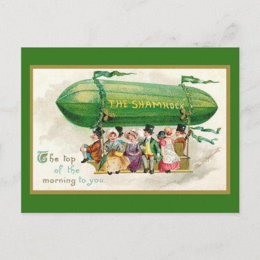Custom Fun St Patricks Day Irish Zeppelin Airship Briefkaart (Voorkant)
