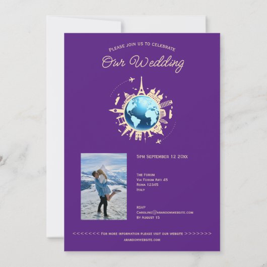 Custom Fun Wereldbol Bestemmingspaspoort Bruiloft Kaart (Achterkant)