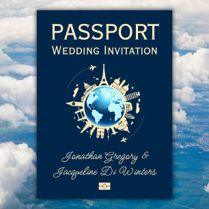 Custom Fun Wereldbol Bestemmingspaspoort Bruiloft Kaart