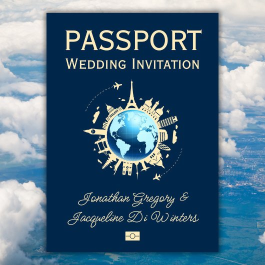 Custom Fun Wereldbol Bestemmingspaspoort Bruiloft Kaart