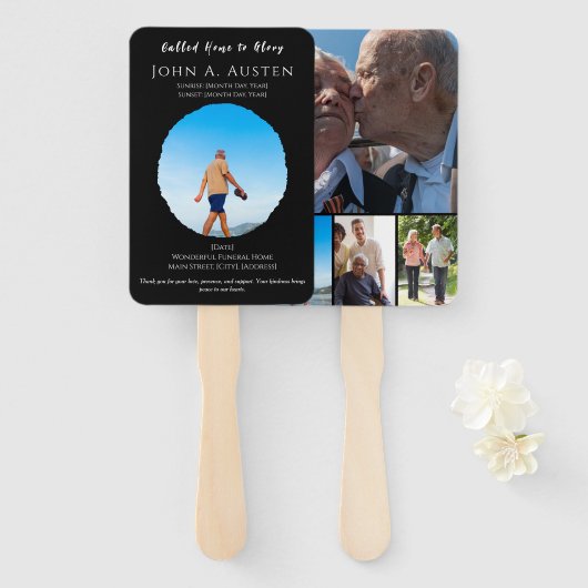 Custom Funeral Fan – Celebration of Life  Handwaaier (Voorkant en achterkant)