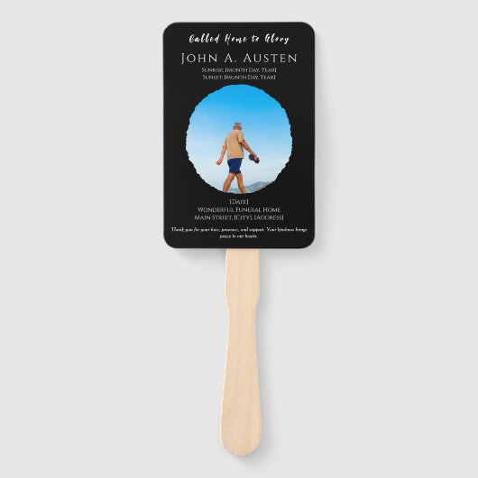 Custom Funeral Fan – Celebration of Life  Handwaaier (Voorkant)