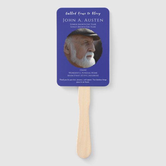Custom Funeral Fan – Celebration of Life  Handwaaier (Voorkant)