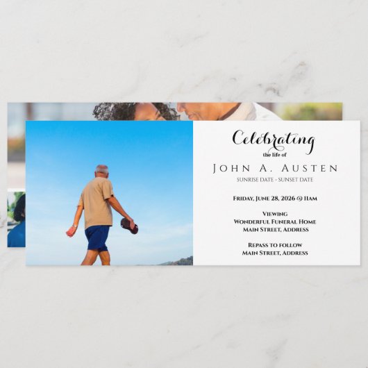 Custom Funeral Invitation Card - Flat Card (Voorkant / Achterkant)