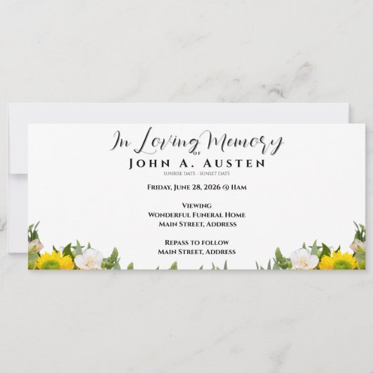 Custom Funeral Invitation Card - Flat Card (Voorkant)
