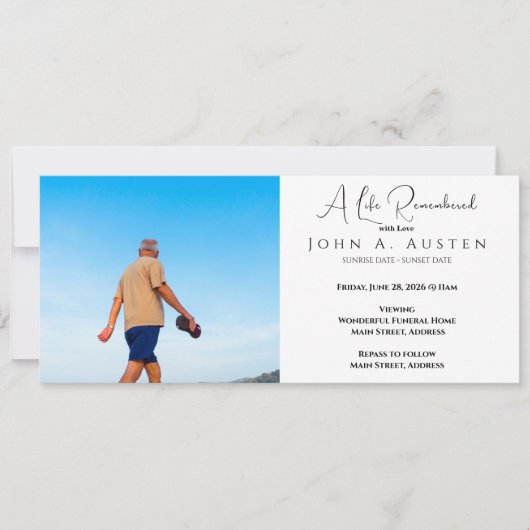 Custom Funeral Invitation Card - Flat Card (Voorkant)