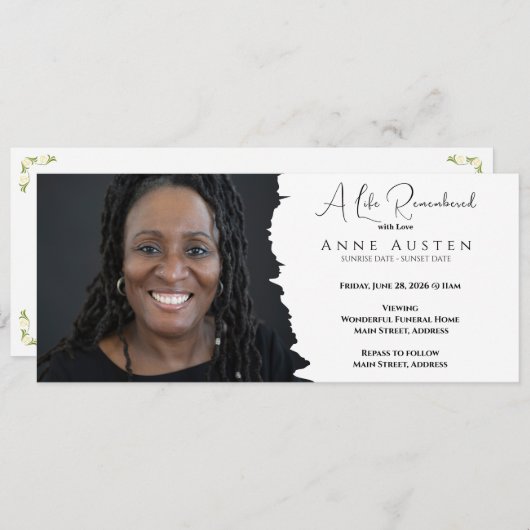 Custom Funeral Invitation Card - Flat Card (Voorkant / Achterkant)