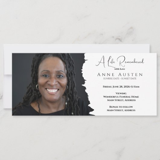 Custom Funeral Invitation Card - Flat Card (Voorkant)