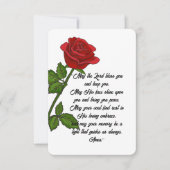 Custom Funeral Memorial Card with Prayer and Rose Bedankkaart (Voorkant)