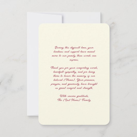 Custom Funeral Thank You Card Bedankkaart (Achterkant)