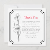 Custom Funeral Thank You Card with Iris Flowers Bedankkaart (Achterkant)