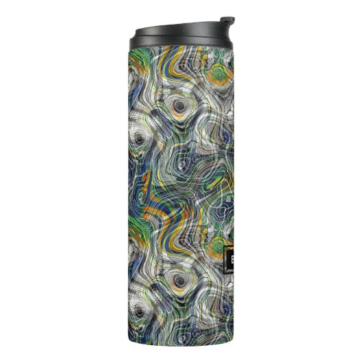 Custom Funky Cool Retro Fractal Marble Patroon Thermosbeker (Gedraaid links)