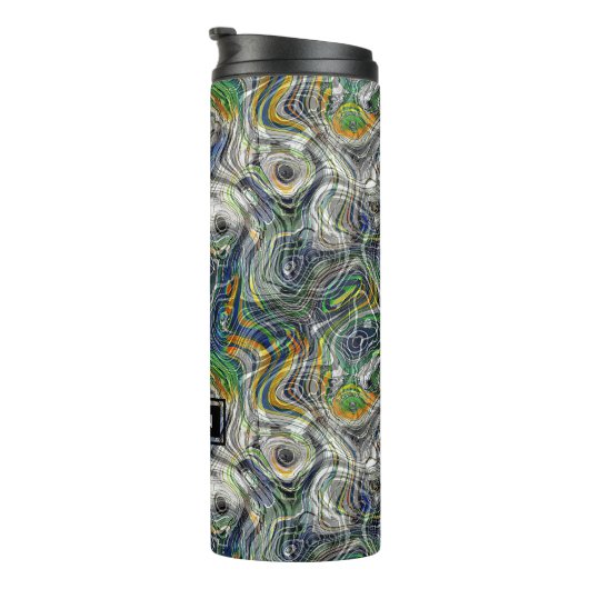 Custom Funky Cool Retro Fractal Marble Patroon Thermosbeker (Geroteerd rechts)