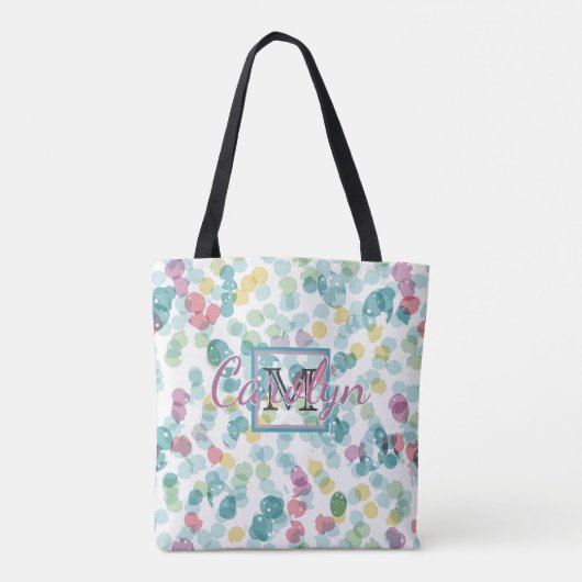 Custom Funky Happy Summer Polkadots Pattern Tote Bag (Achterkant)