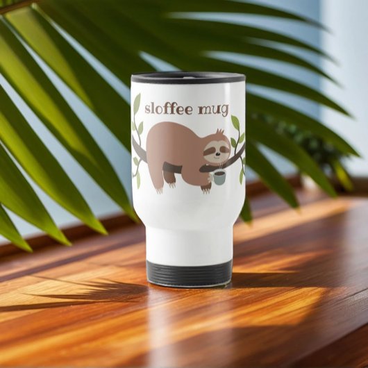 Custom Funny Cartoon Sloth Travel Mug Reisbeker