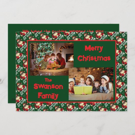 Custom Funny Christmas Card with Family Greeting Feestdagenkaart (Voorkant / Achterkant)