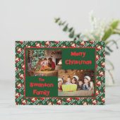 Custom Funny Christmas Card with Family Greeting Feestdagenkaart (Staand voorkant)