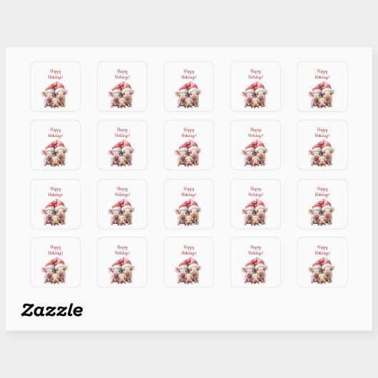 Custom Funny Christmas Pigs Stickers (Vel)