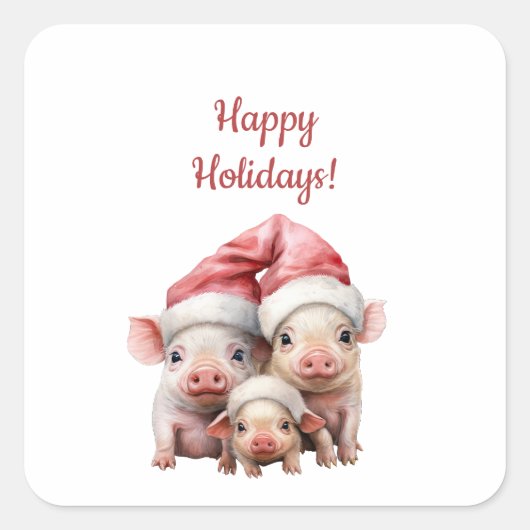 Custom Funny Christmas Pigs Stickers (Voorkant)