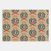 Custom Funny Christmas Wreath Face Photo Kraft Inpakpapier Vel (Voorkant)