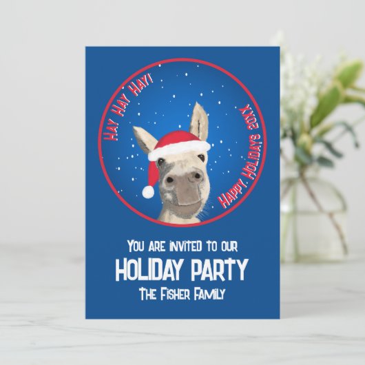 Custom Funny Donkey Santa Pun 2025 Vakantie Kaart (Staand voorkant)