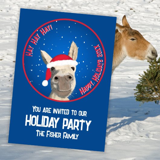 Custom Funny Donkey Santa Pun 2025 Vakantie Kaart