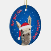 Custom Funny Donkey Santa Pun 2025 Vakantie Keramisch Ornament (Rechts)