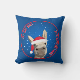 Custom Funny Donkey Santa Pun 2025 Vakantie Kussen