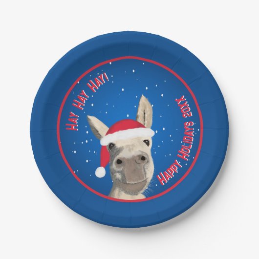 Custom Funny Donkey Santa Pun 2025 Vakantie Papieren Bordje (Voorkant)