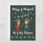 Custom Funny Face Merry en Merried Christmas Elf Feestdagenkaart (Voorkant)