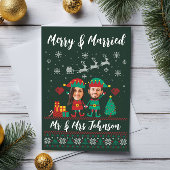Custom Funny Face Merry en Merried Christmas Elf Feestdagenkaart