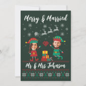 Custom Funny Face Merry en Merried Christmas Elf Feestdagenkaart (Voorkant)