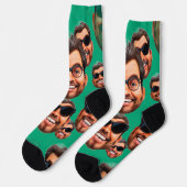 Custom Funny Face Photo All Over Socks Moss Green Sokken (Links)