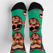 Custom Funny Face Photo All Over Socks Moss Green Sokken (Top)