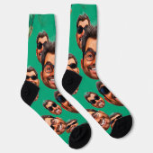 Custom Funny Face Photo All Over Socks Moss Green Sokken (Rechts)