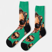 Custom Funny Face Photo All Over Socks Moss Green Sokken (Links)