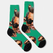 Custom Funny Face Photo All Over Socks Moss Green Sokken (Rechts)